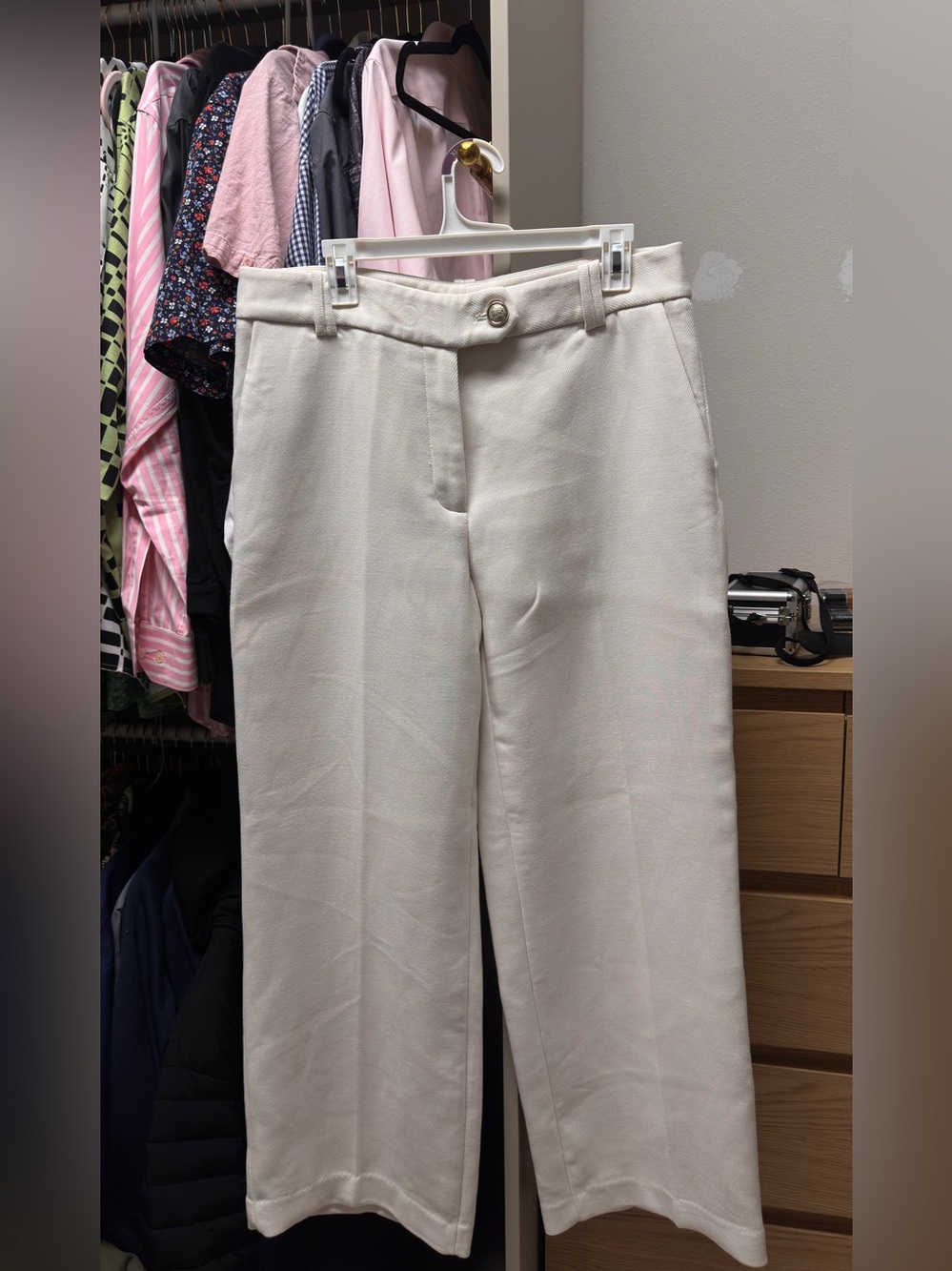 Zara Cream Straight-Leg Trousers